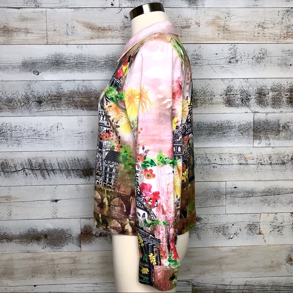 Impulse California Pink Green Stretch Jacket Top - Picture 3 of 11